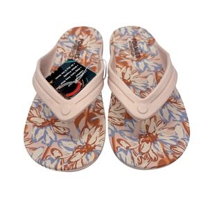 Skechers Flip Flops Womens Size 7 Pink Floral Slip On Foamies Bay Breeze Island